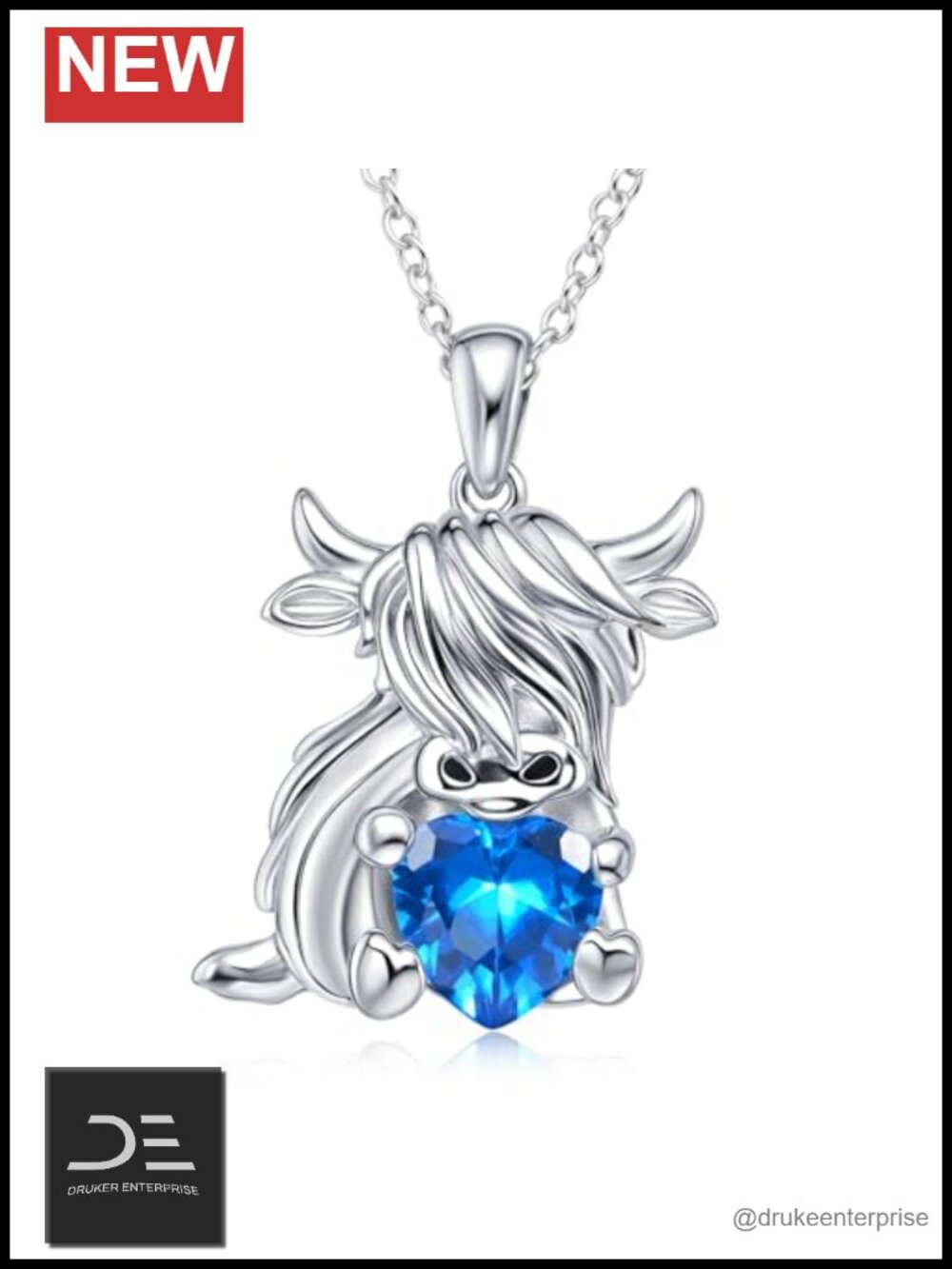 Highland Cow Necklace 925 Sterling Silver Pendant Scottish Cow Jewelry Gift